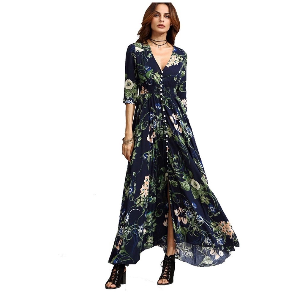 Milumia V Neck, Floral Print
Maxi Dress for Women
